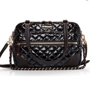 MZ WALLACE Crosby Bag Black Lacquer/Gold